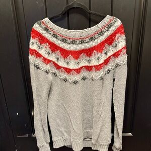 Bass Women's Sweater with Red and Gray Pattern